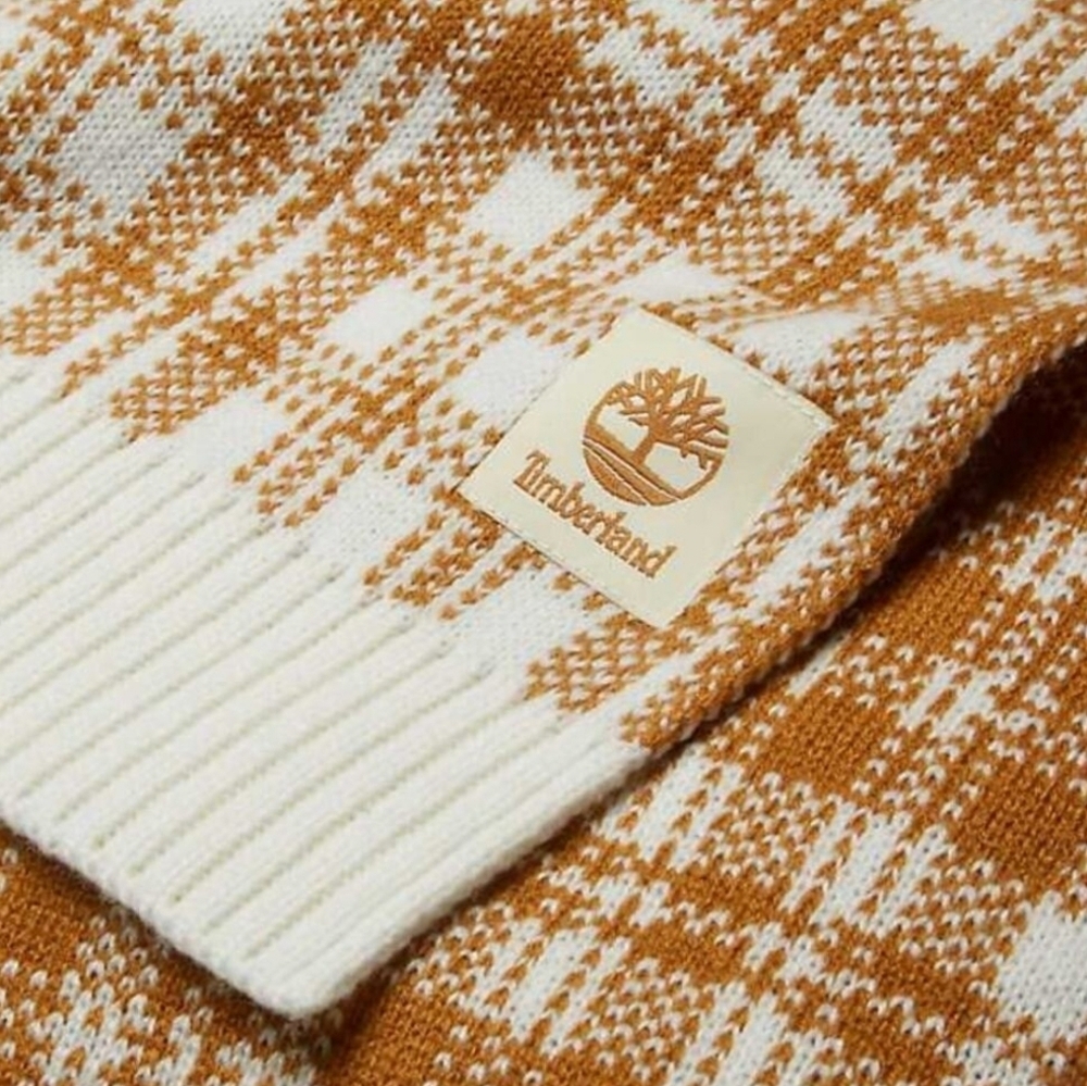 NWT Timberland Cream and Tan Plaid Scarf - Picture 8 of 8